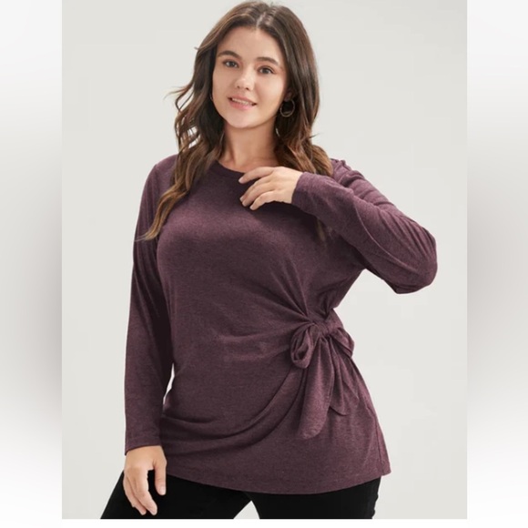 BloomChic Tops - BloomChic Purple Long Sleeve Tie-Front Blouse size  3X 🌸🌺🌹